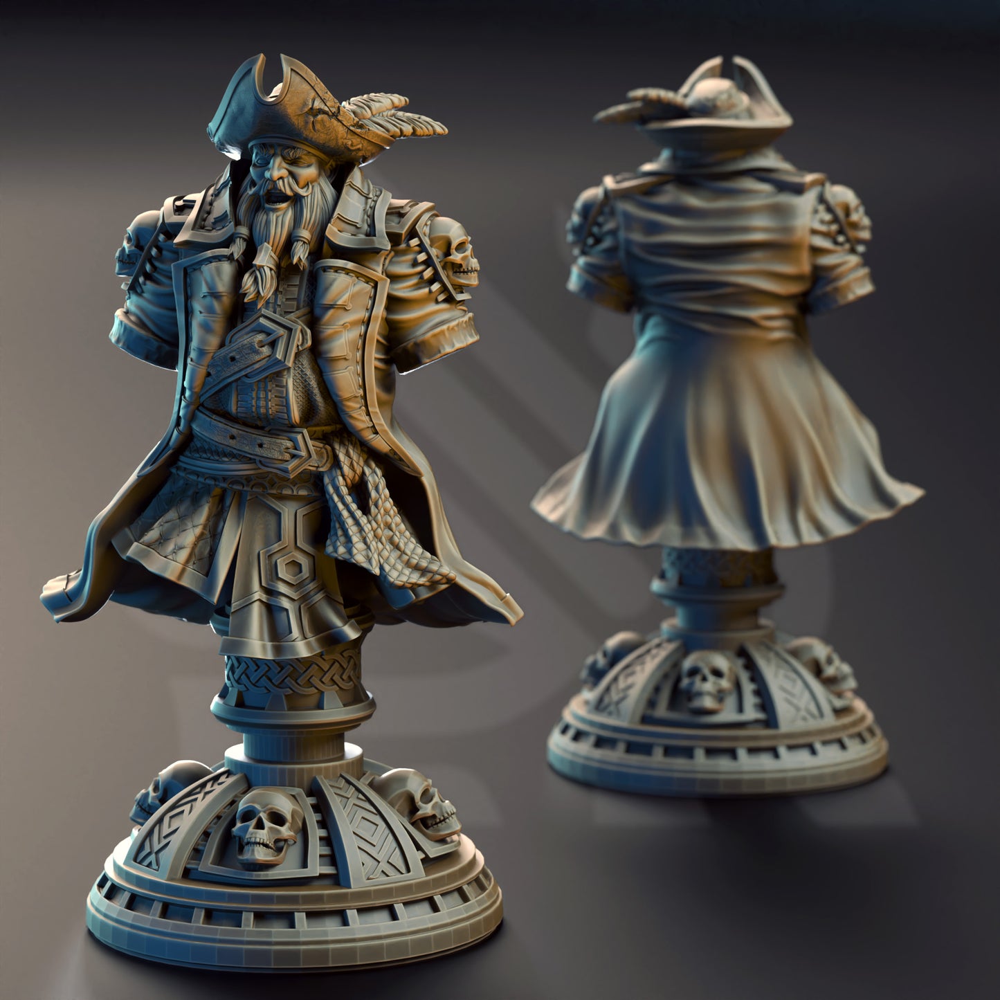 Pirate Captain Baradin Blackbeard - Captain of the Gilded Seahorse - Bust