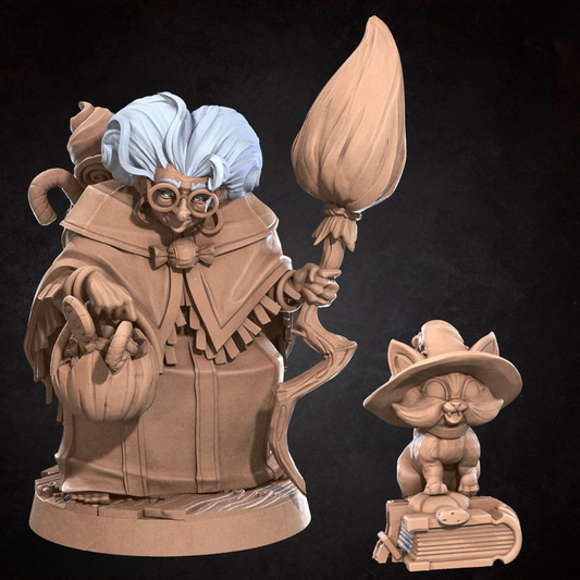 Elderly Witch + Cat Familiar
