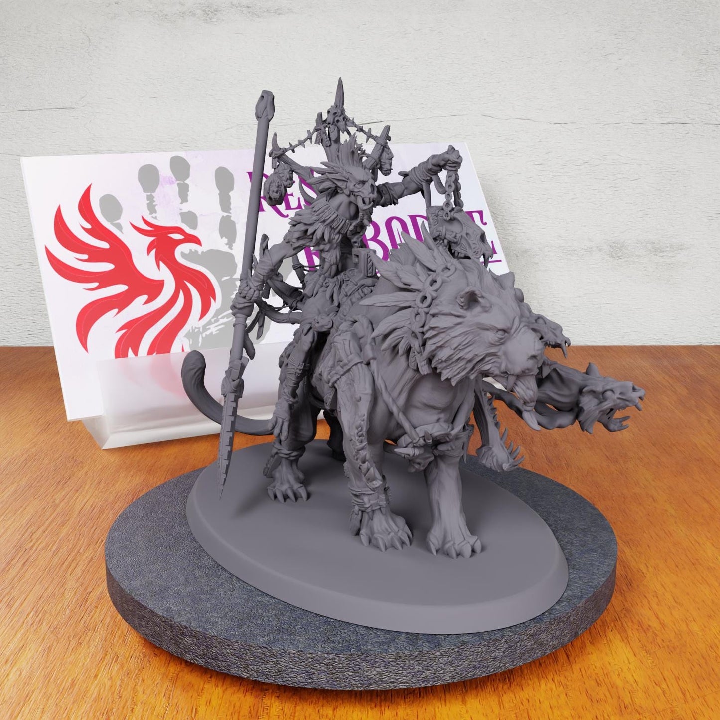 Troll Shaman Mounted on Sabertooth Tiger Boss | DnD Pathfinder Wargaming Paint Spirits Fighter lion tribal tribe boss witchdoctor headhunter