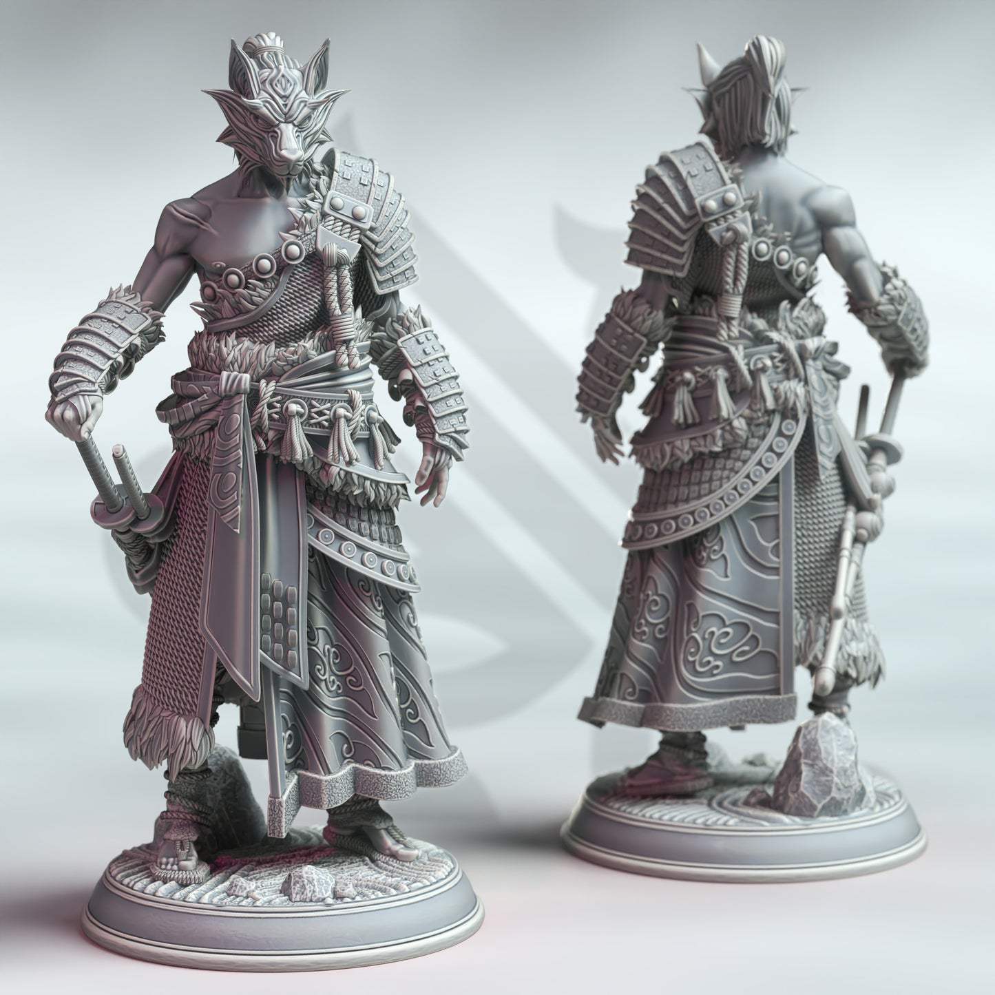 Humann Warrior - samurai - Ninja - Kaoru With Wolf Mask