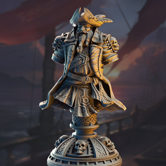 Pirate Captain Baradin Blackbeard - Captain of the Gilded Seahorse - Bust