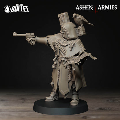 Ashen Armies: Sanctified Legion - Grim Faced Trench Cleric w Crow