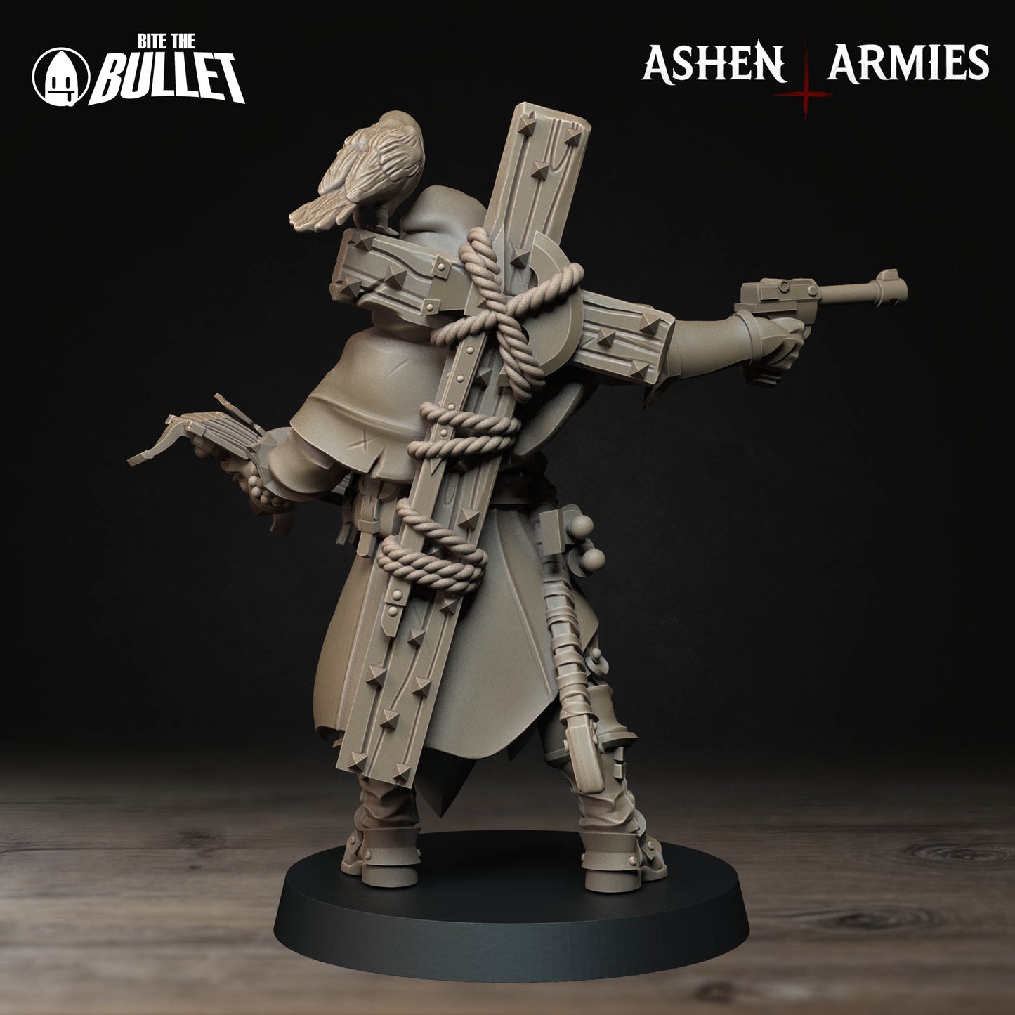 Ashen Armies: Sanctified Legion - Grim Faced Trench Cleric w Crow