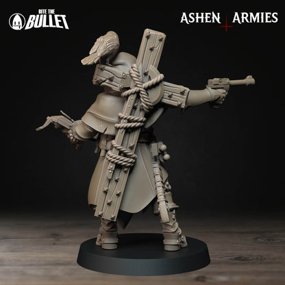 Ashen Armies: Sanctified Legion - Grim Faced Trench Cleric w Crow
