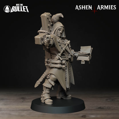 Ashen Armies: Sanctified Legion - Grim Faced Trench Cleric w Crow