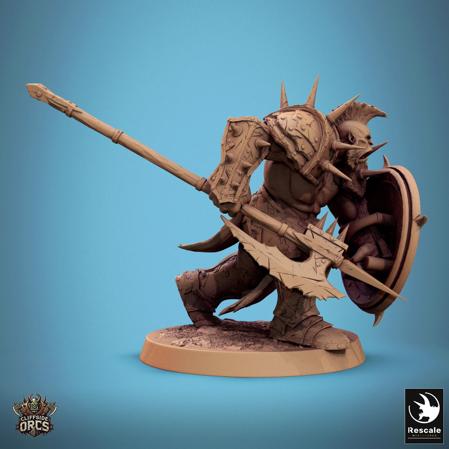 Orc Infantry Soldier - Battle Ready - Halberd and Shield
