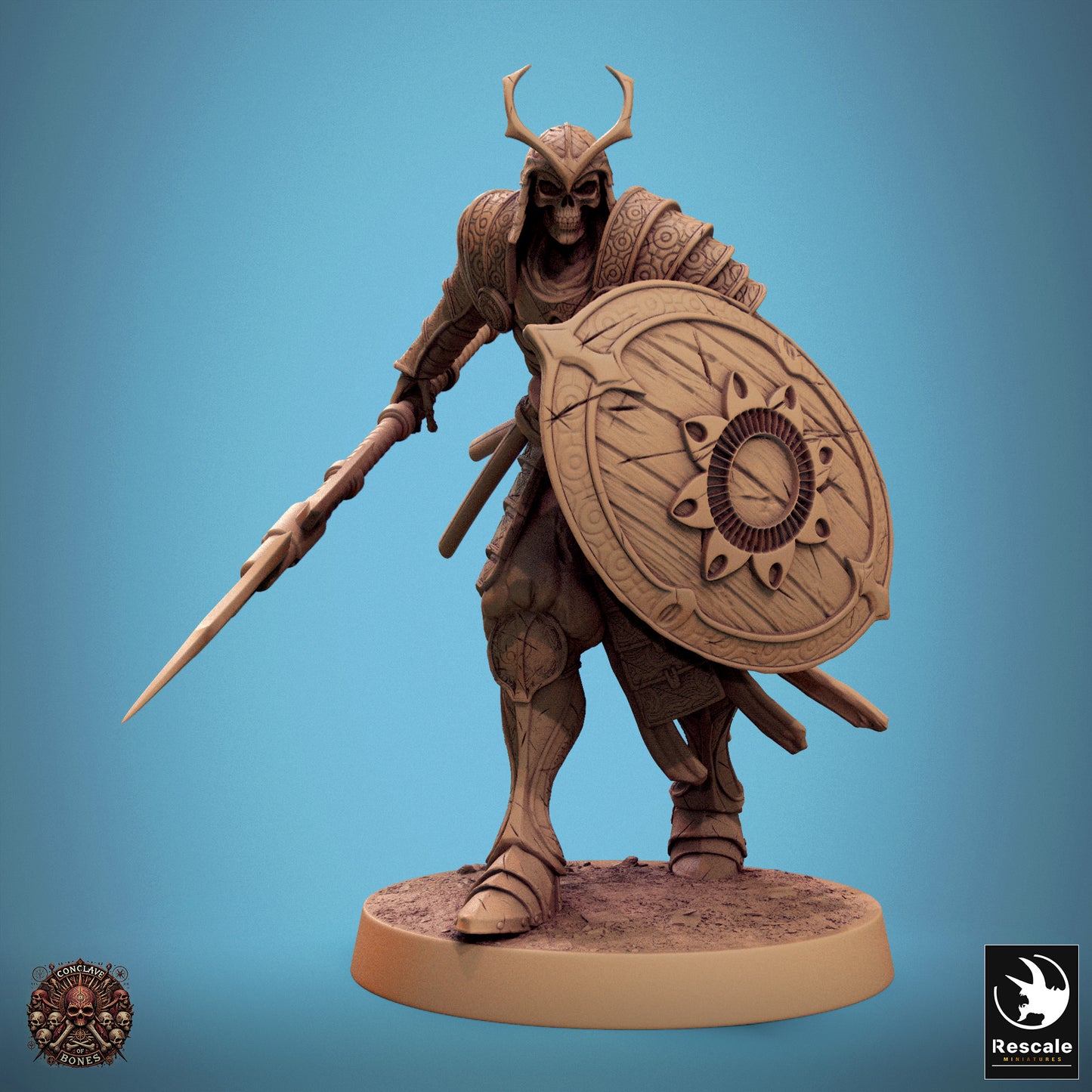 Oriental Skeleton - Spear & Shield - Walk