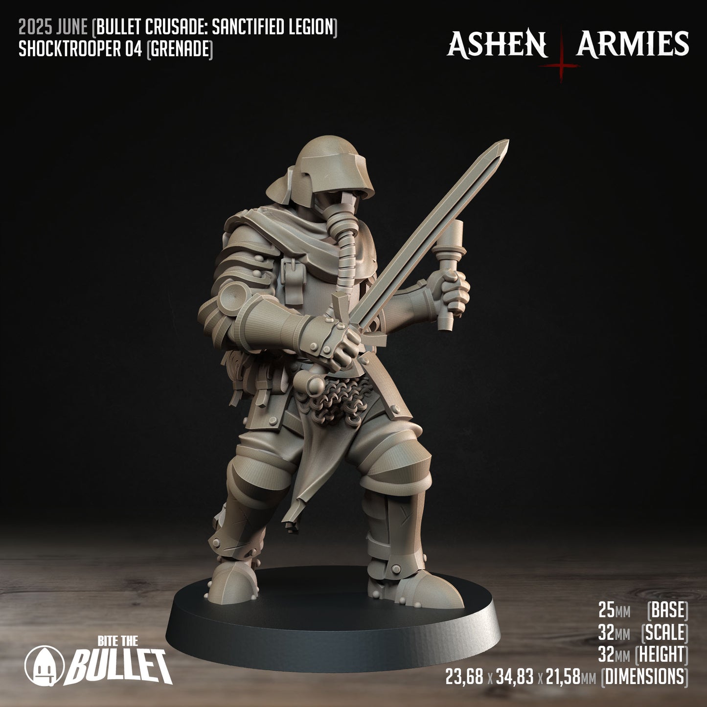 Ashen Armies: Sanctified Legion - Shocktrooper 4 - Sword Grenade Guy