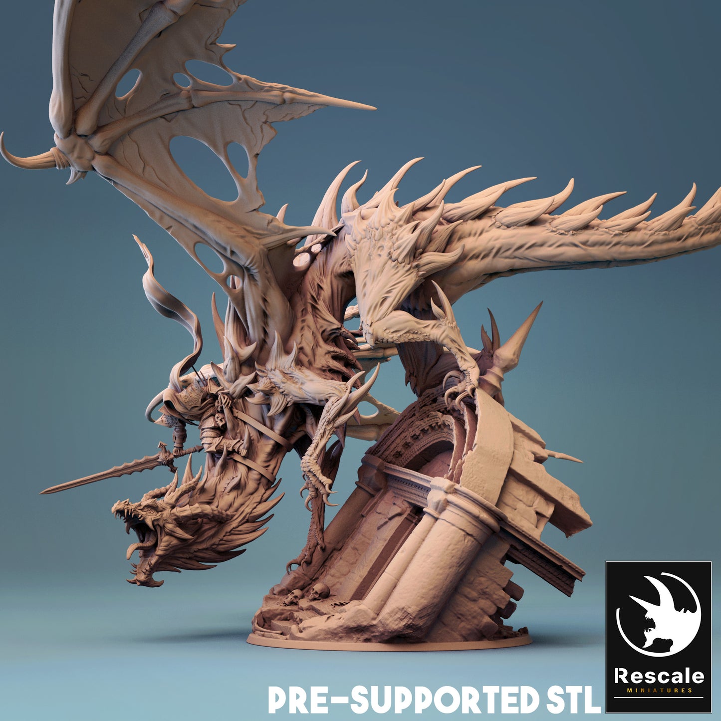 Zombie Dragon - Dracolich With Death Knight Rider chaos dragon