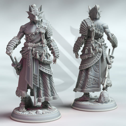 Humann Warrior - samurai - Ninja - Kaoru With Wolf Mask