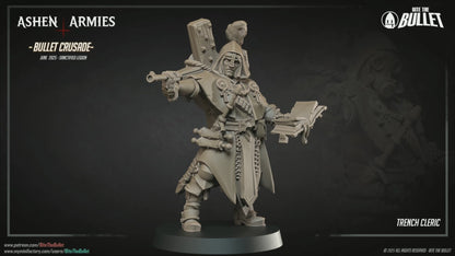 Ashen Armies: Sanctified Legion - Grim Faced Trench Cleric w Crow